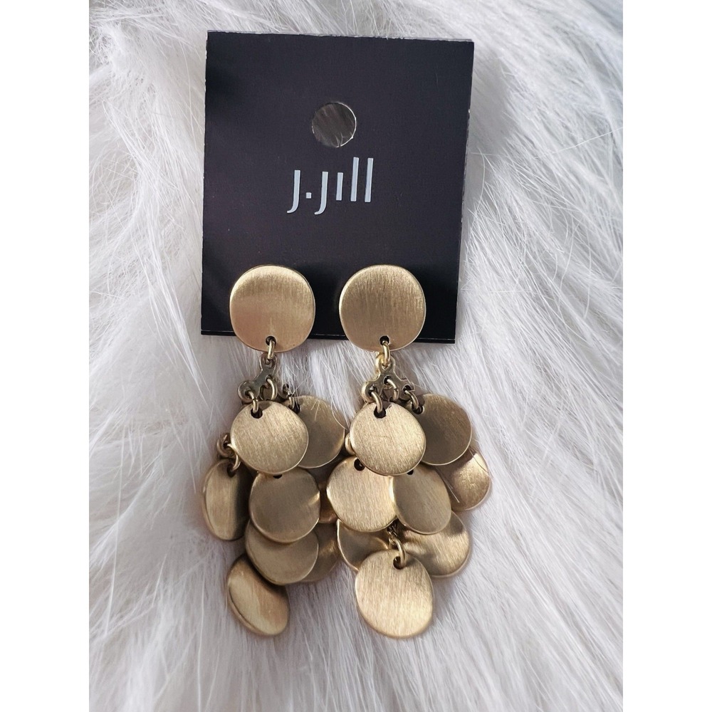 J.Jill Gold-tone Multi-disc Chandelier Dangle Drop Earrings Elegant Classic